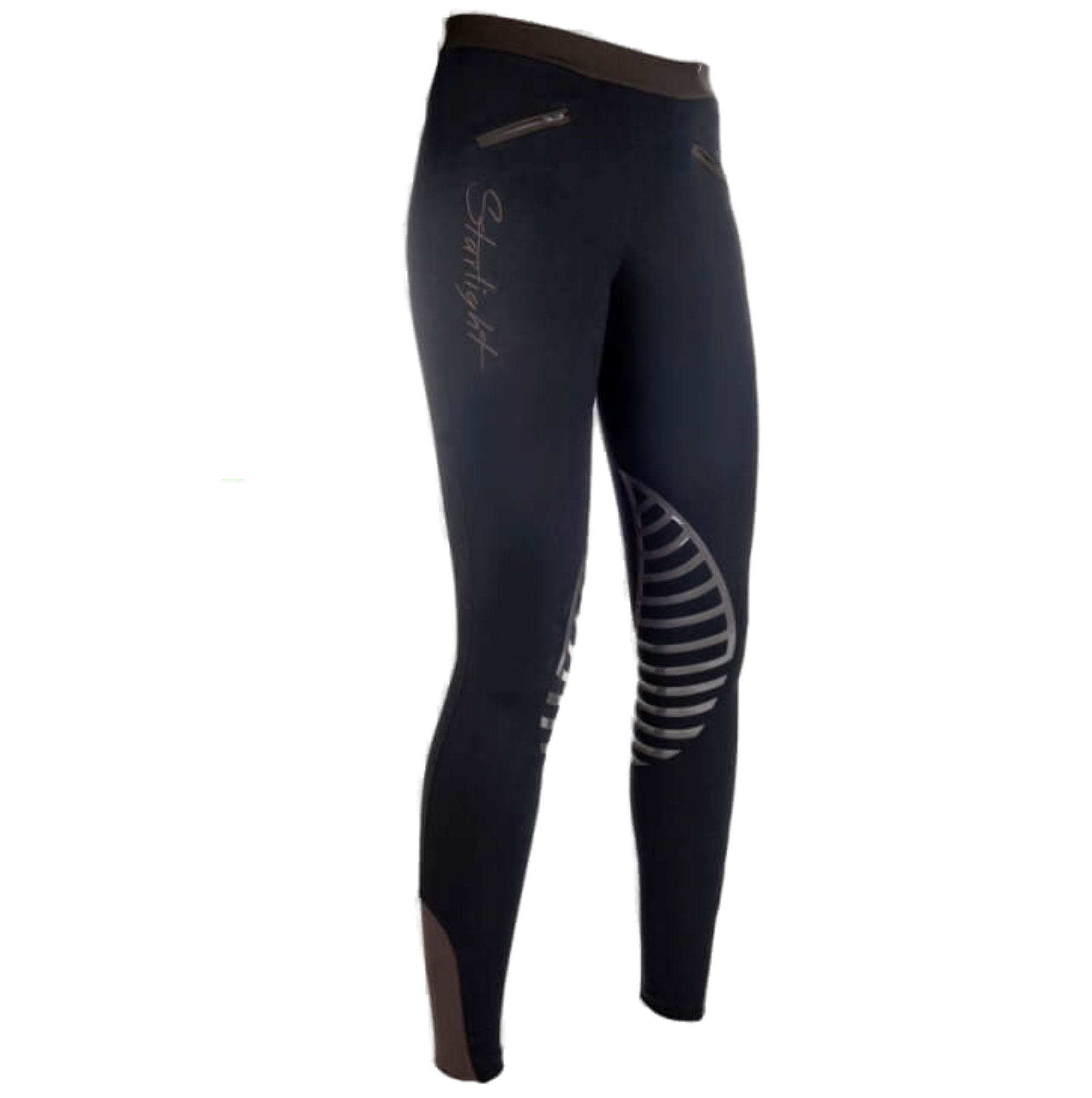 HKM Reitleggings Starlight, Silikon Kniebesatz, schwarz-braun